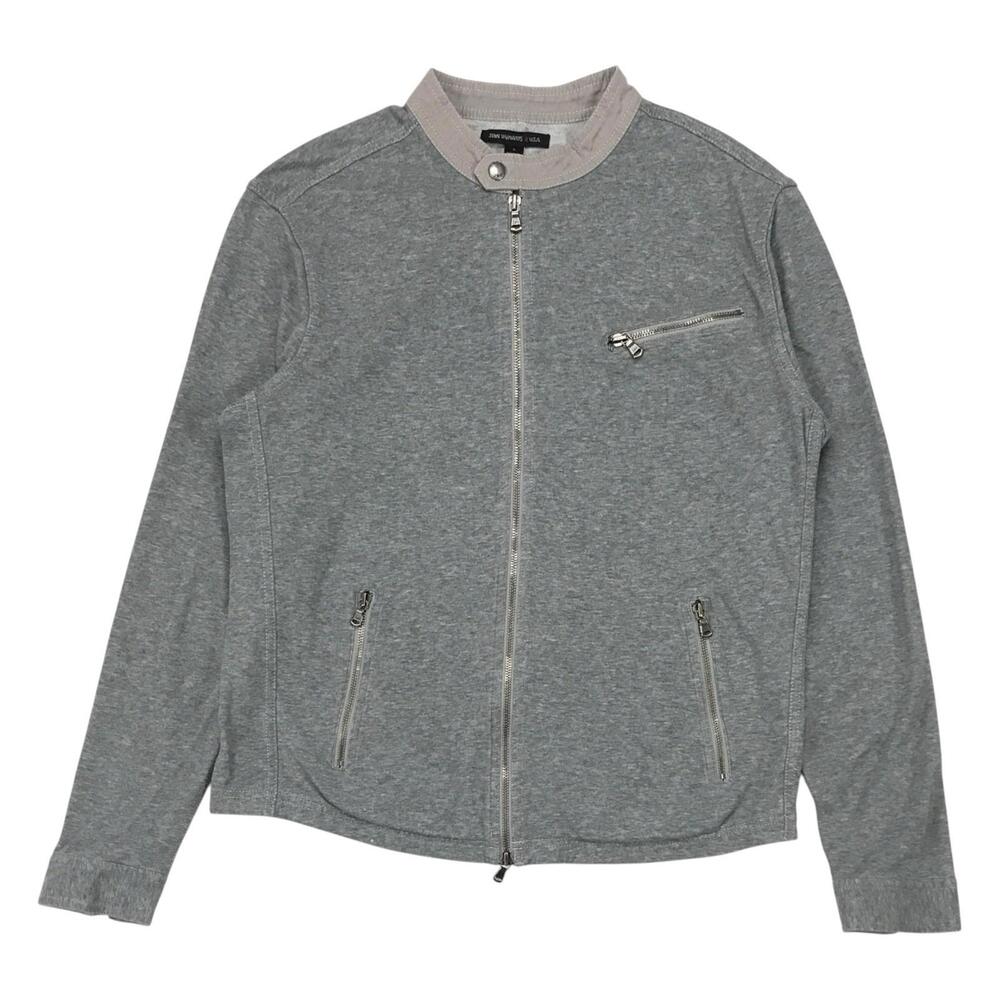 John Varvatos Jacket Womens Large L Grey Sweatshirt Sweater Bomber Full Zip